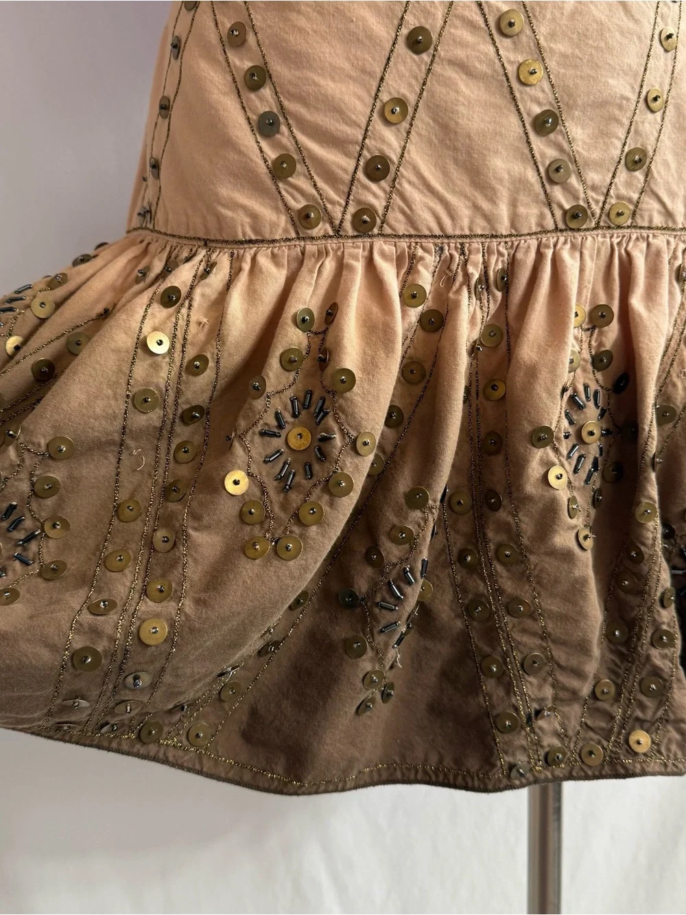 Beaded Embellished Tan-to-Brown Ombre Skirt